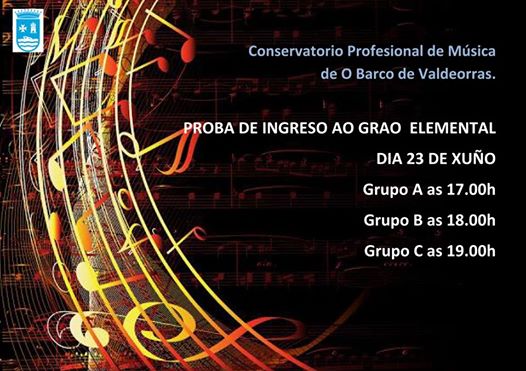 Realización de las pruebas de acceso al Conservatorio Profesional de Música Escuela Municipal de O Barco de Valdeorras