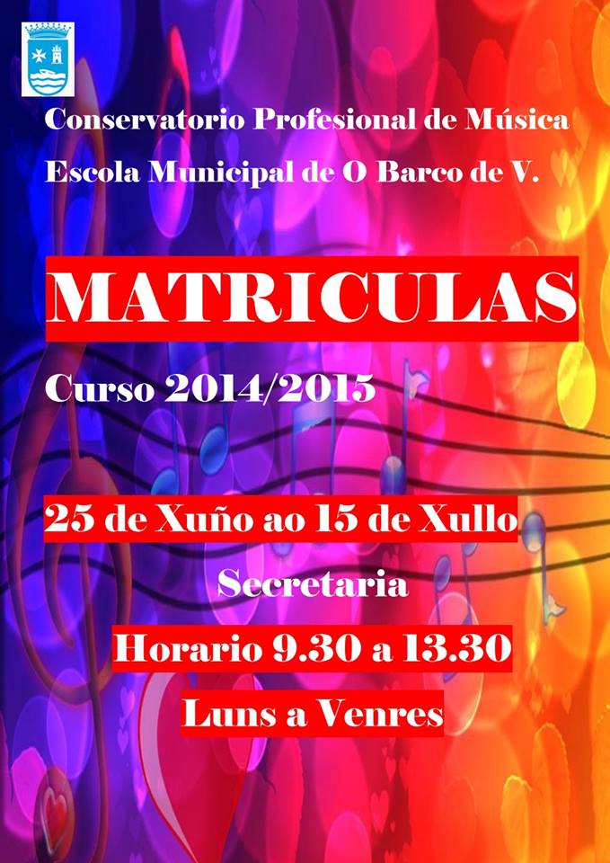 Abierto el plazo de Matrícula para el Conservatorio de Música de O Barco de Valdeorras