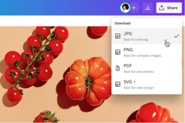 Opciones en Canva para convertir HEIC a JPG y JPG a PDF online fácilmente