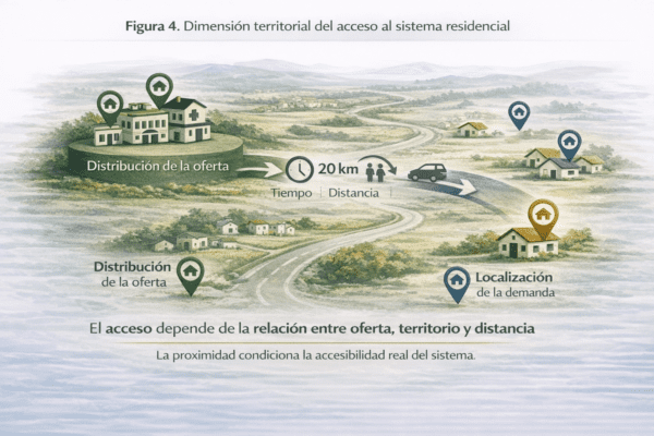 Relación entre distribución de la oferta, localización de la demanda y distancia en el acceso a residencias